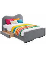 Szare łóżko tapicerowane z szufladami - Nella w sklepie Edinos.pl