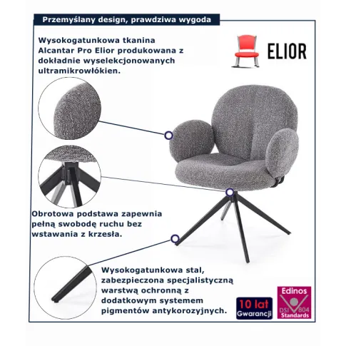 Szare krzesło z obrotowym siedziskiem Erco