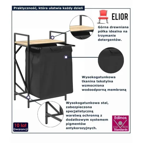 infografika kosza czarnego z półką dąb sonoma Frotto 3X