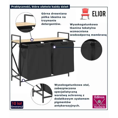 infografika kosza na pranie czarny z półką dąb sonoma Frotto 4X