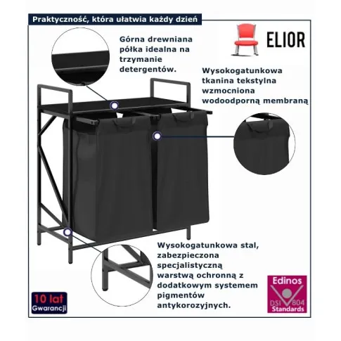 infografika kosza na pranie z półką czarny dąb Frotto 5X