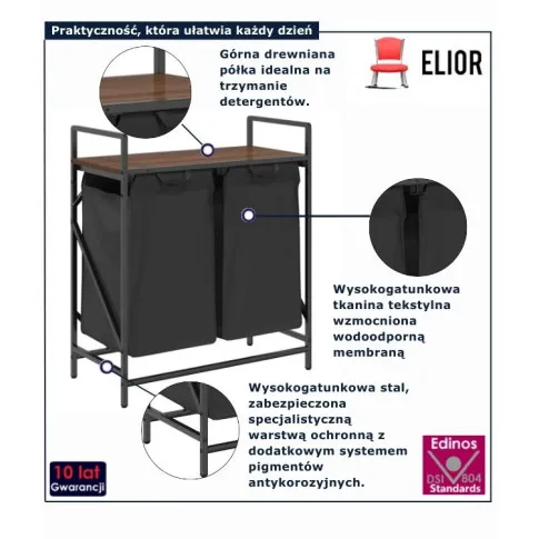 infografika kosza na pranie z półką brązowy dąb Frotto 5X