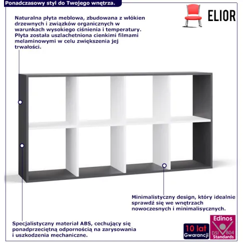 infografika regału do salonu antracyt Begonis