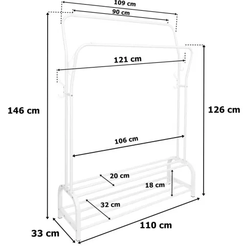 Wymiary wieszaka białego Mohn