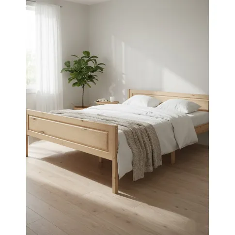 Fotografia Podwójne łóżko z naturalnego drewna sosny 140x200 - Naris 5X z kategorii Łóżka i materace