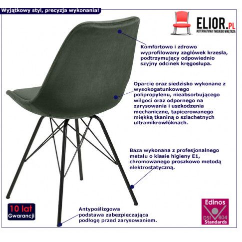Fotografia Tapicerowane krzesło welurowe Lindi 2X - zielone z kategorii Krzesła tapicerowane