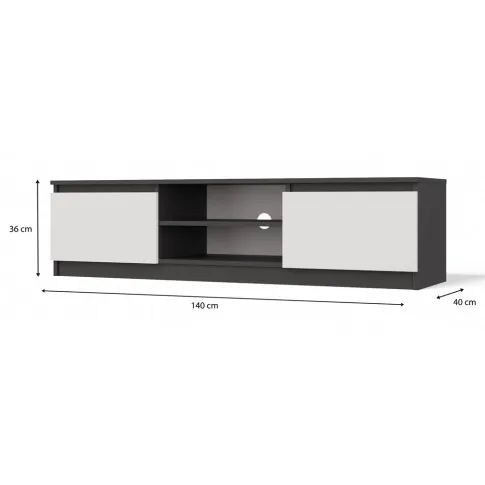wymiary szafki rtv antracyt   biały Verta 3X 140 cm