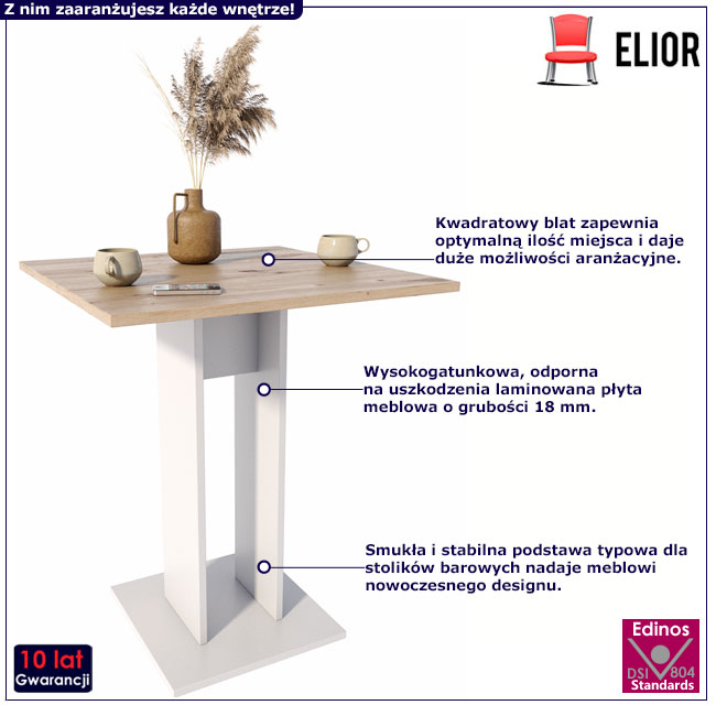 Nowoczesny kwadratowy stolik barowy do kuchni Vosi