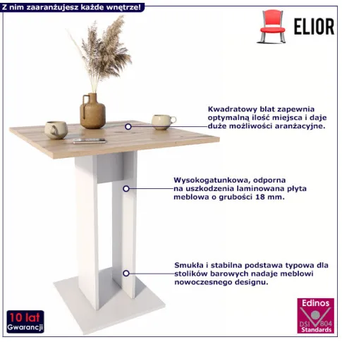 Barowy stolik kuchenny biały + artisan  na nodze Akset