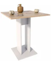 Kwadratowy stolik barowy dąb artisan + biały - Akset w sklepie Edinos.pl