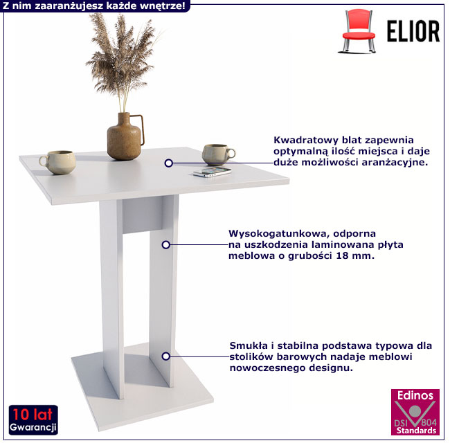 Nowoczesny kwadratowy stolik barowy do kuchni Vosi