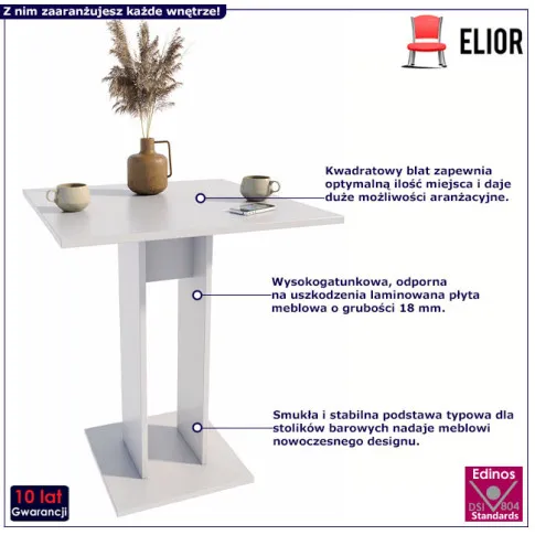 Barowy stolik kuchenny biały na nodze Akset