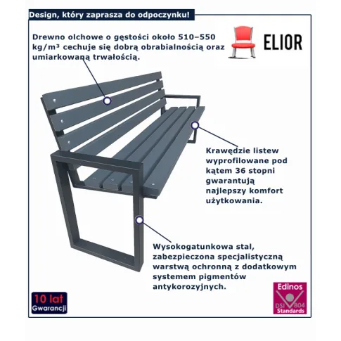  Ławka szara do ogrodu Heft