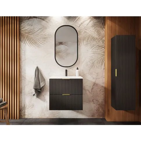 wizualizacja lazienki z wykorzystaniem czarnej szafki lazienkowej onellia 3x