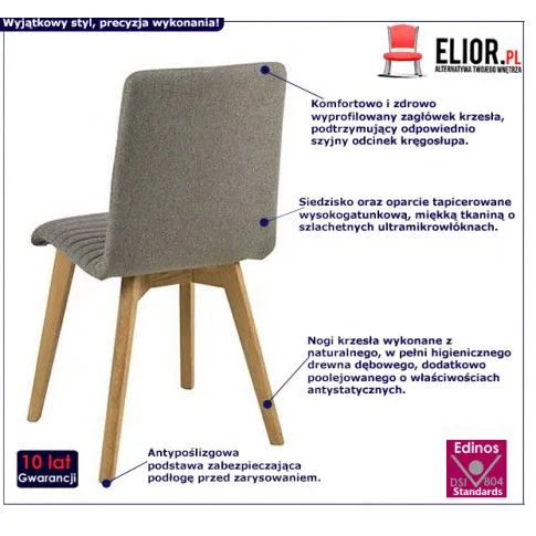 Fotografia Szare drewniane krzesło tapicerowane - Nini z kategorii Krzesła drewniane