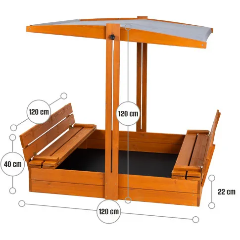 Wymiary piaskownicy z szarym daszkiem Hose