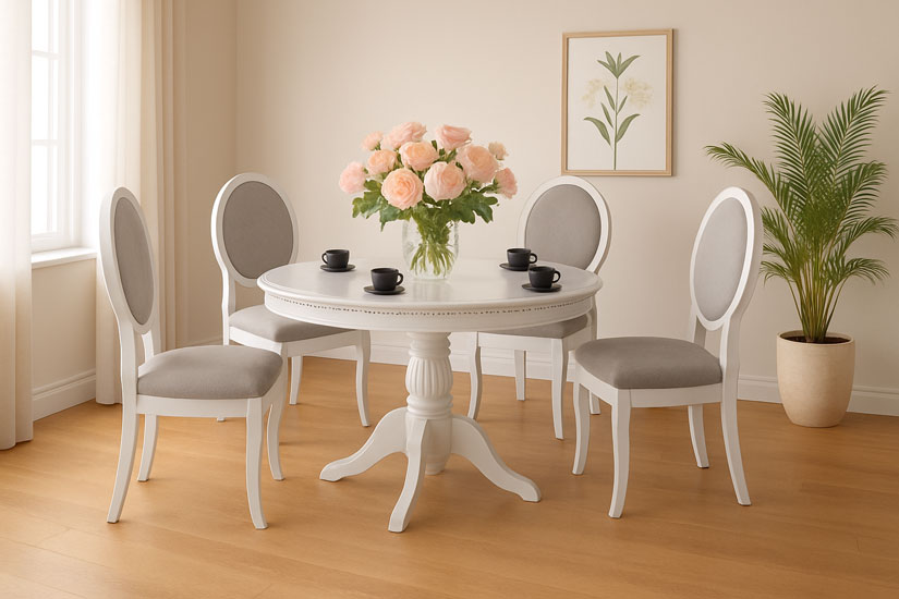 Rozkładany stół okrągły biały Pixer