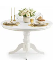 Biały rozkładany  stół do pokoju okrągły - Barpa w sklepie Edinos.pl
