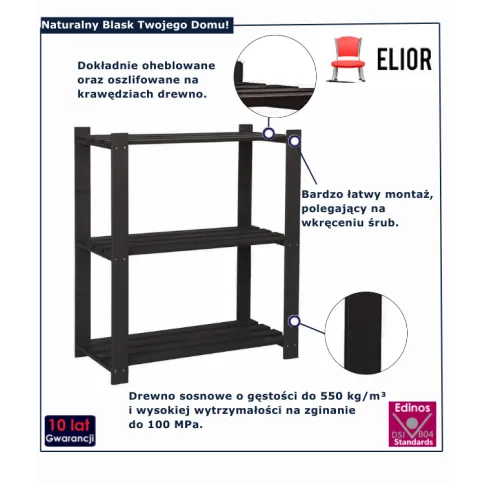  Regał czarny na książki Roots