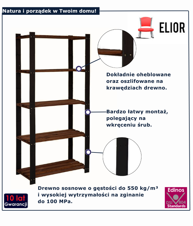 Regał drewniany Pino