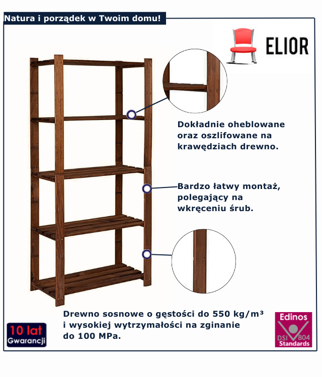 Regał drewniany Pino