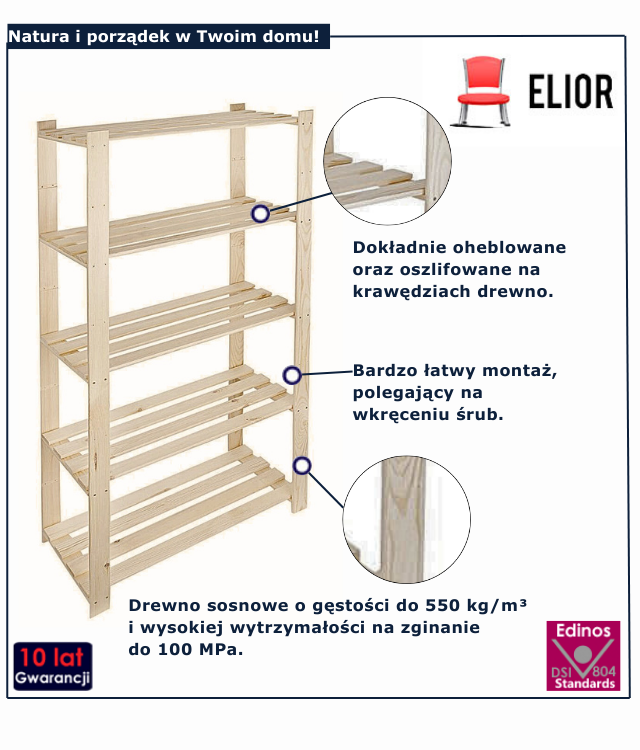 Regał drewniany Pino