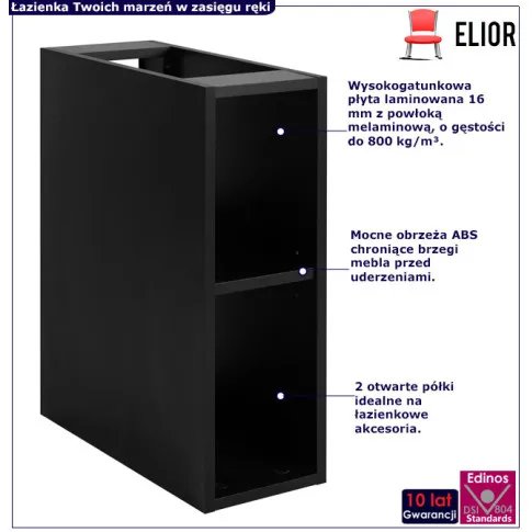 Czarny regał wiszący 20cm Onellia 6X