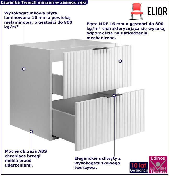 Biała szafka łazienkowa z 2 szufladami Onellia 3X 60 cm