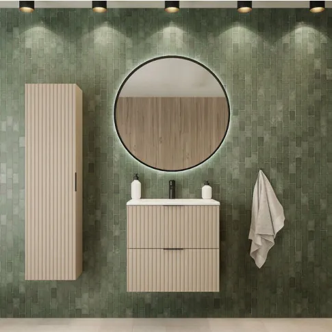 Łazienka z wykorzystaniem kaszmirowej szafki Onellia 3X