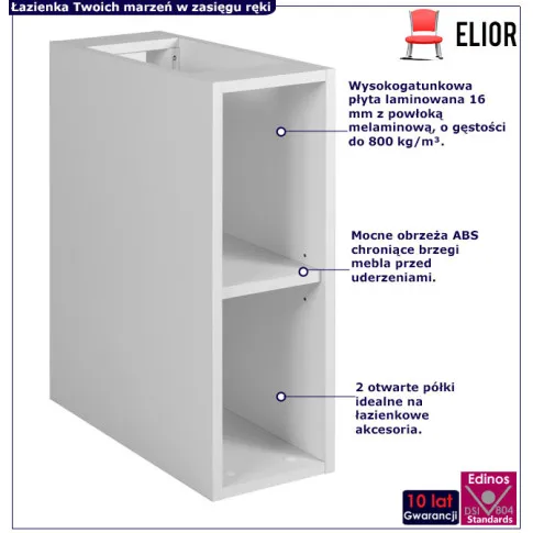 Biała wisząca półka do łazienki Onellia 6X