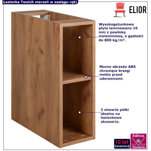 Wisząca półka łazienkowa Onellia 6X dąb craft złoty