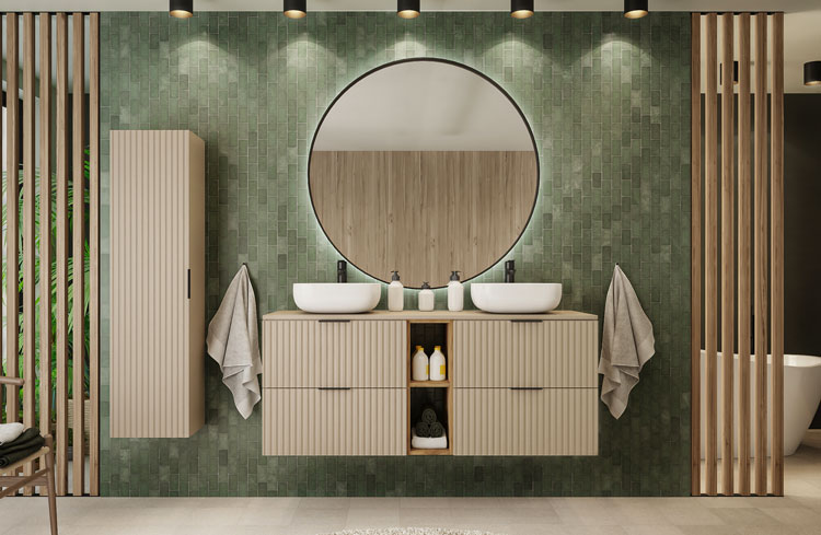 Aranżacja z wykorzystaniem półki Onellia 6X 20 cm dąb craft złoty