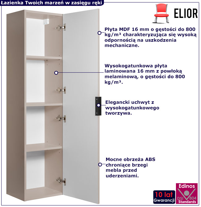 Kaszmirowy ryflowany słupek wiszący do łazienki Onellia 6X