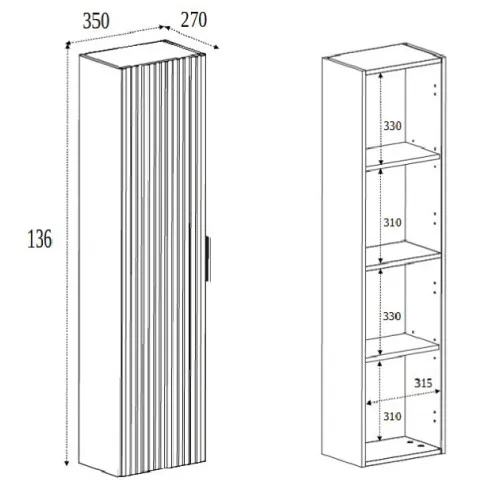 Wymiary słupka łazienkowego Onellia 7X
