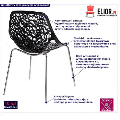 Fotografia Czarne krzesło ażurowe - Lenka z kategorii Krzesła metalowe czarne