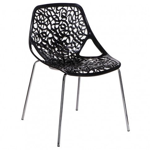Zdjęcie produktu Czarne krzesło ażurowe - Lenka.