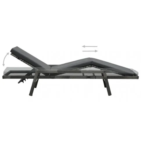 Szczegółowe zdjęcie nr 4 produktu Szary fotel, leżak ogrodowy z poduszką - Midel