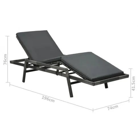 Szczegółowe zdjęcie nr 5 produktu Szary fotel, leżak ogrodowy z poduszką - Midel