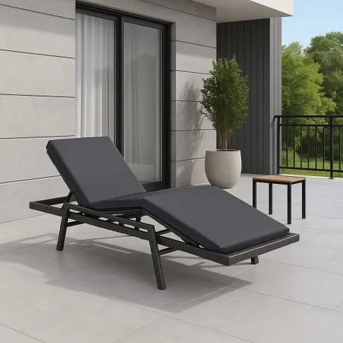 Szczegółowe zdjęcie nr 7 produktu Szary fotel, leżak ogrodowy z poduszką - Midel