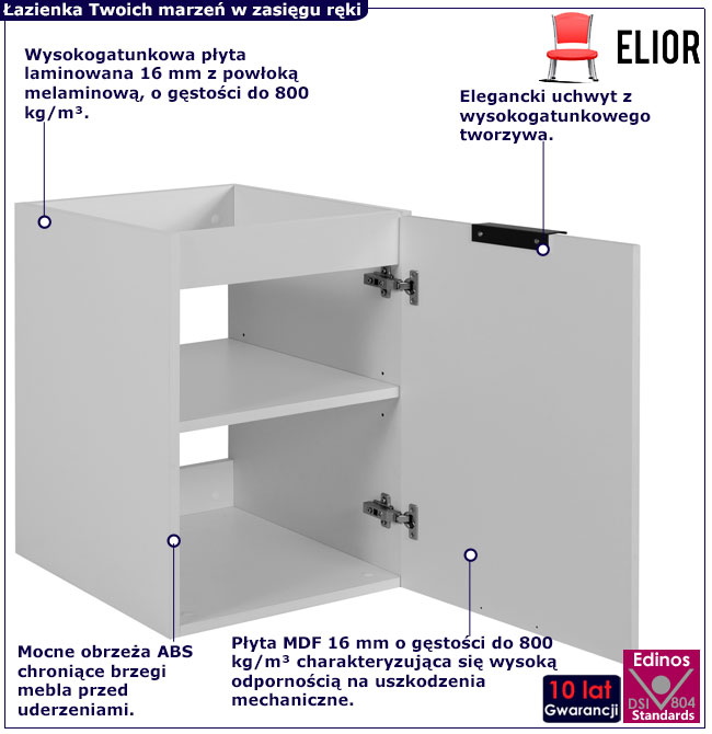 Biała wisząca szafka do łazienki 40 cm Onellia 8X