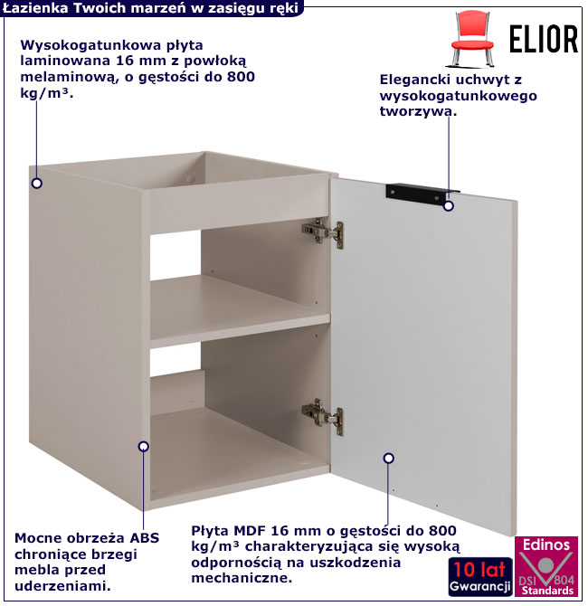 Kaszmirowa ryflowana wisząca szafka do łazienki 40 cm Onellia 8X