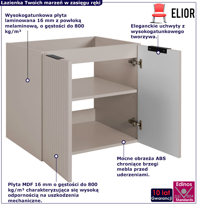 Kaszmirowa ryflowana szafka do łazienki 60 cm Onellia 9X