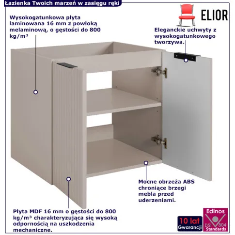 Kaszmirowa ryflowana szafka łazienkowa Onellia 9X