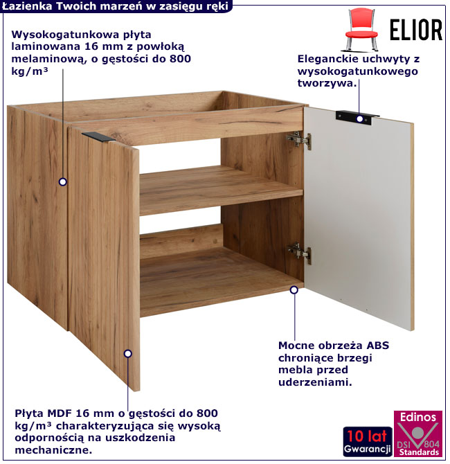 Szafka wiszaca pod umwalkę 80 cm Onellia 10X dąb craft złoty