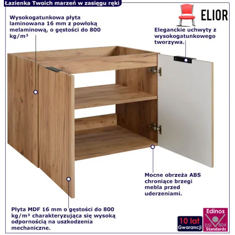 Ryflowana dwudrzwiowa szafka 80 cm do łazienki Onellia 10X