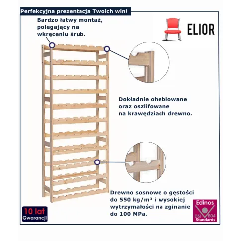 Regał naturalny na wino Bottle 8X