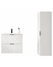 Biały komplet 2 szafek łazienkowych z blatem - Onellia 13X w sklepie Edinos.pl