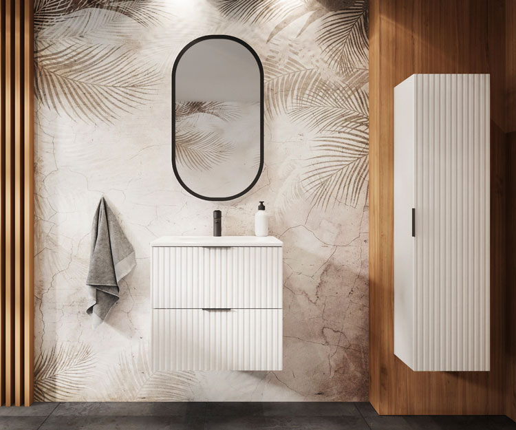 Zestaw wiszących białych szafek łazienkowych Onellia 13X