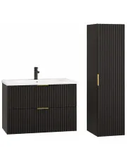 Czarny zestaw do łazienki z szafką pod umywalkę 80 cm - Onellia 14X w sklepie Edinos.pl