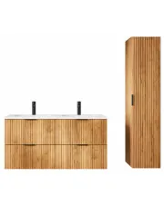 Komplet szafek łazienkowych wiszących dąb craft złoty - Onellia 15X w sklepie Edinos.pl